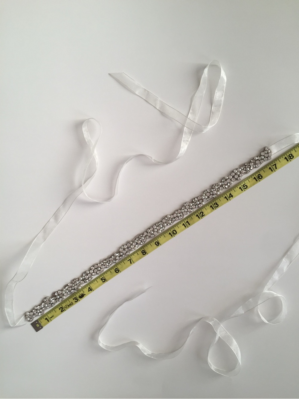 NWOT David's Bridal Pearl Crystal Cluster Sash Ribbon Waist Belt Hoco Bling - Picture 6 of 13